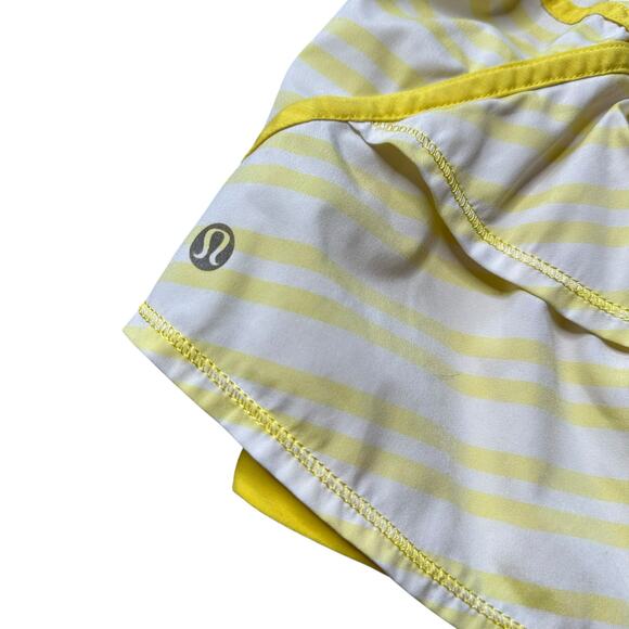 LULULEMON Yellow White Track Attack Lined Skirt Running Skort Women's XS Run - Picture 5 of 8